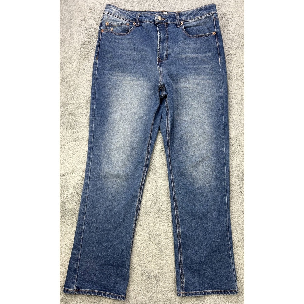 Frye High Rise Straight Leg Jeans Medium Wash Women's Size 12/31 Stretch Casual‎